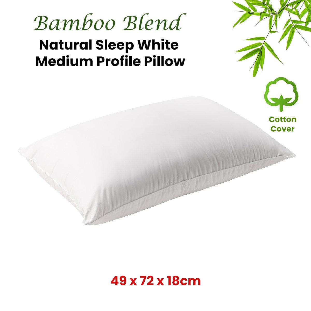 Bianca Natural Sleep White Bamboo Blend Medium Profile Pillow - Harrogates