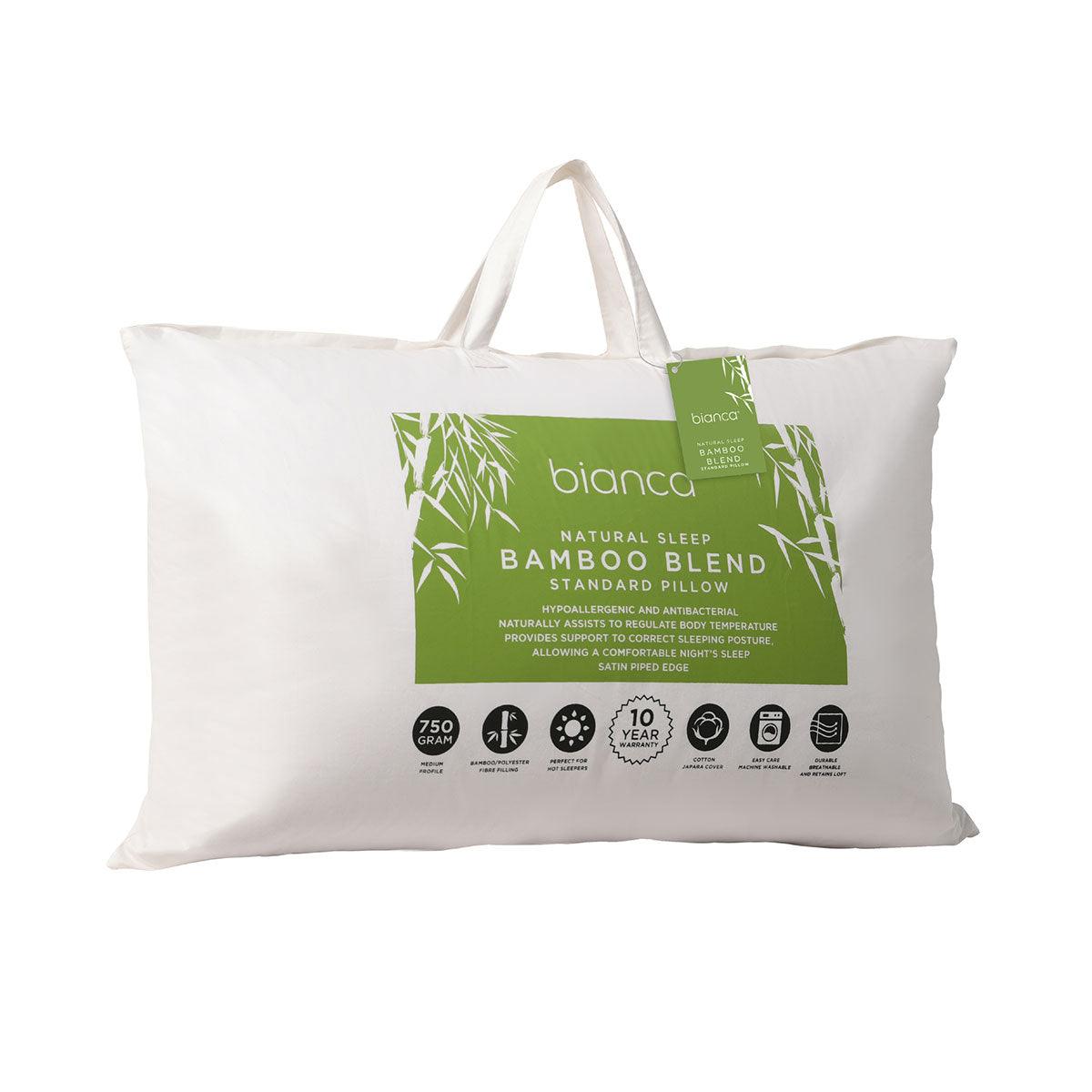 Bianca Natural Sleep White Bamboo Blend Medium Profile Pillow - Harrogates