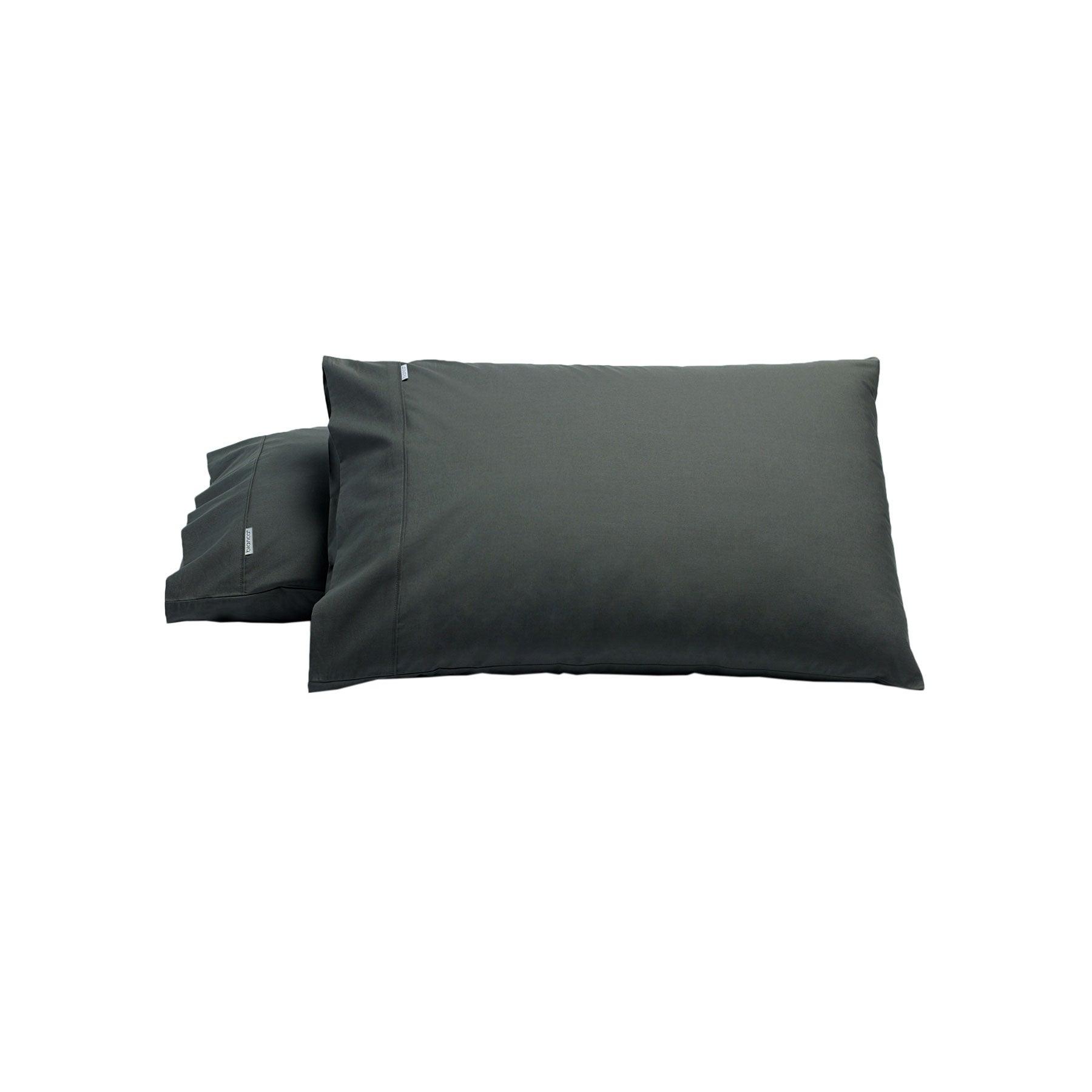 Bianca Pair of Heston Cotton Percale Standard Pillowcases Charcoal - Harrogates