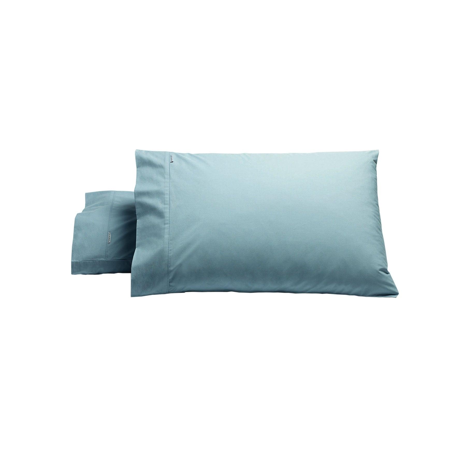 Bianca Pair of Heston Cotton Percale Standard Pillowcases Steel Blue - Harrogates