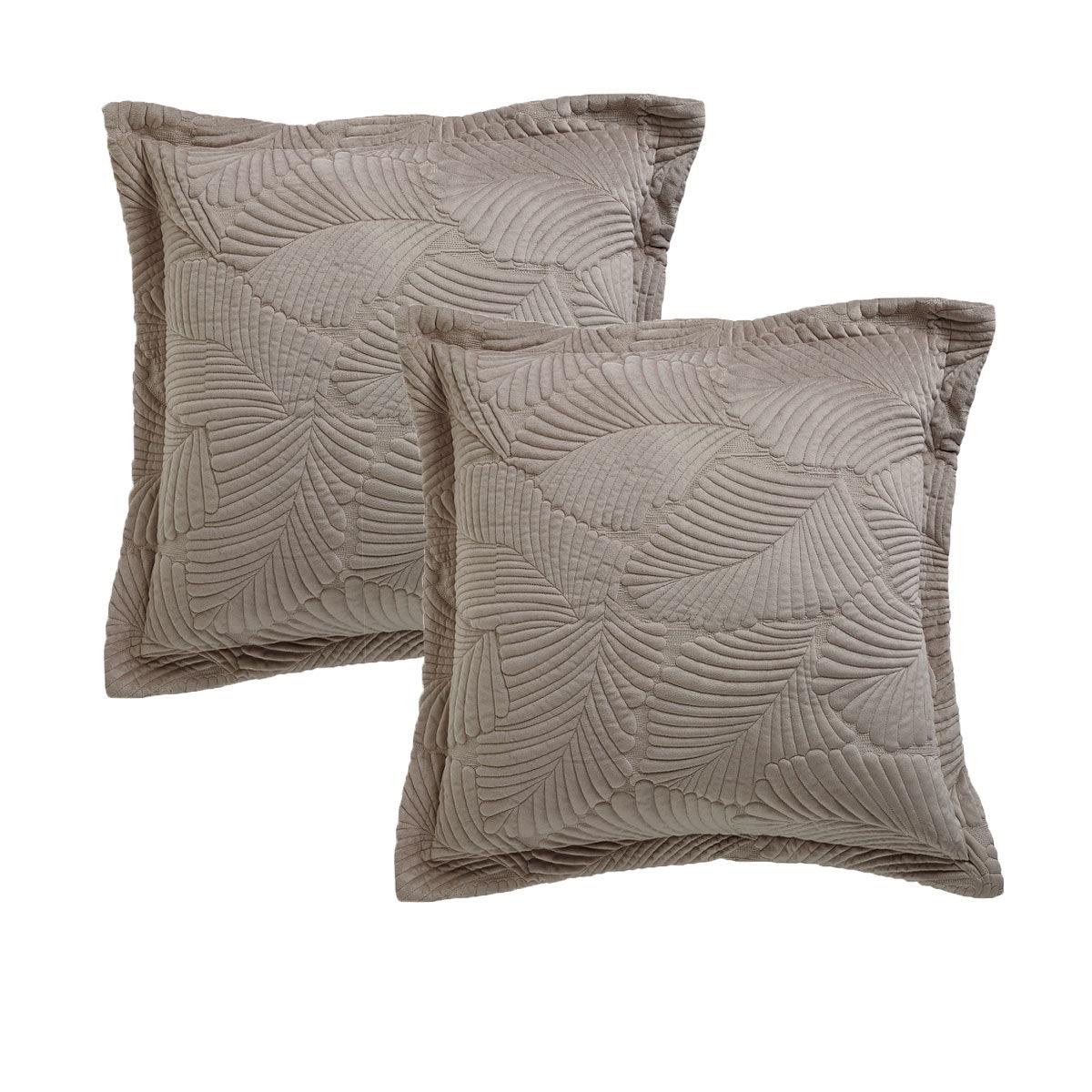 Bianca Pair of Kairo Taupe European Pillowcases - Harrogates