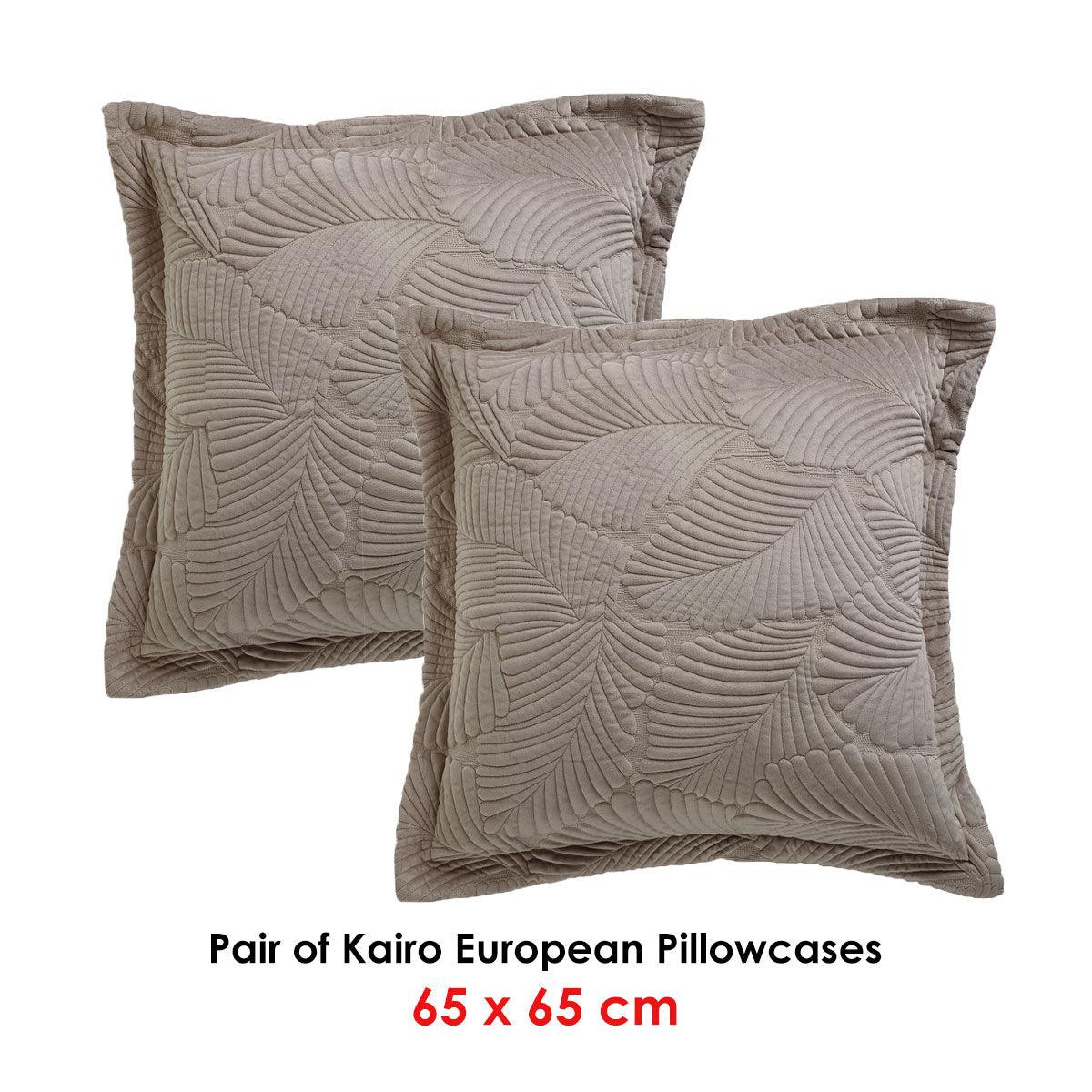 Bianca Pair of Kairo Taupe European Pillowcases - Harrogates