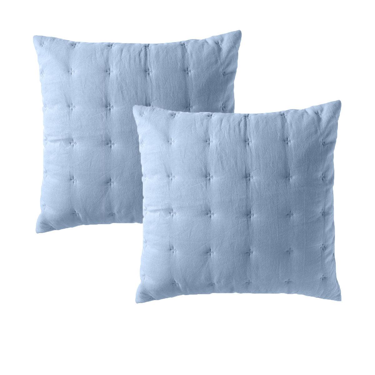 Bianca Pair of Langston Blue European Pillowcases - Harrogates