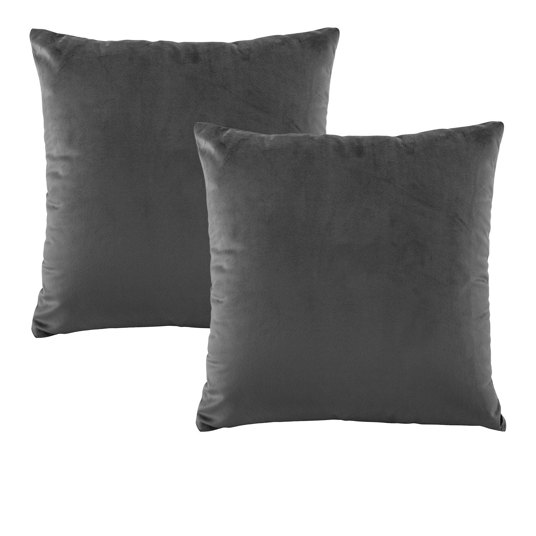 Bianca Pair of Vivid Coordinate Velvet Coal European Pillowcases 65 x 65 cm - Harrogates