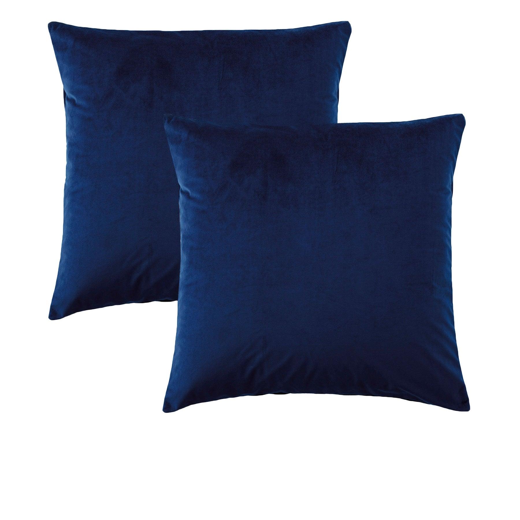 Bianca Pair of Vivid Coordinate Velvet Indigo European Pillowcases 65 x 65 cm - Harrogates