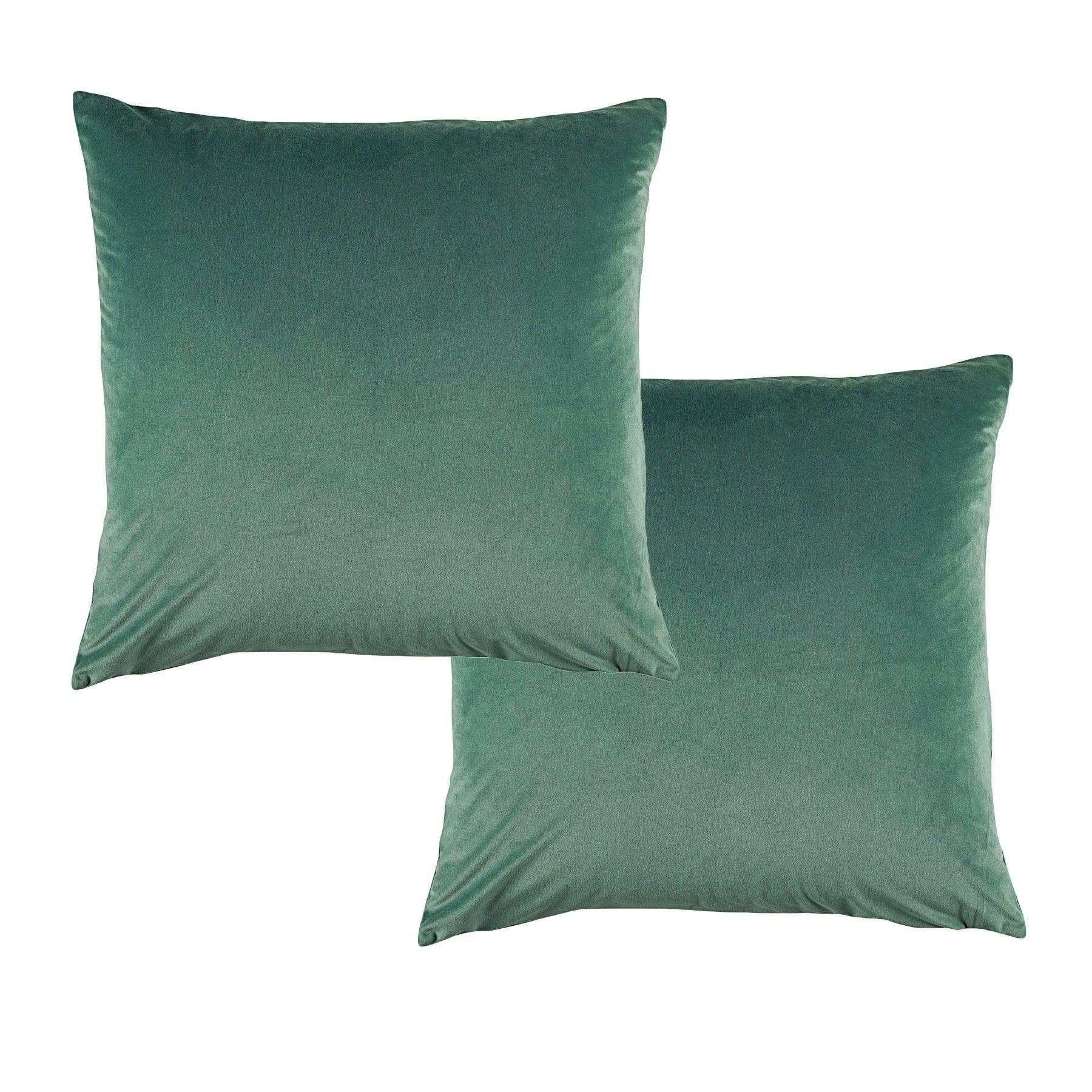 Bianca Pair of Vivid Coordinate Velvet Sage European Pillowcases 65 x 65 cm - Harrogates