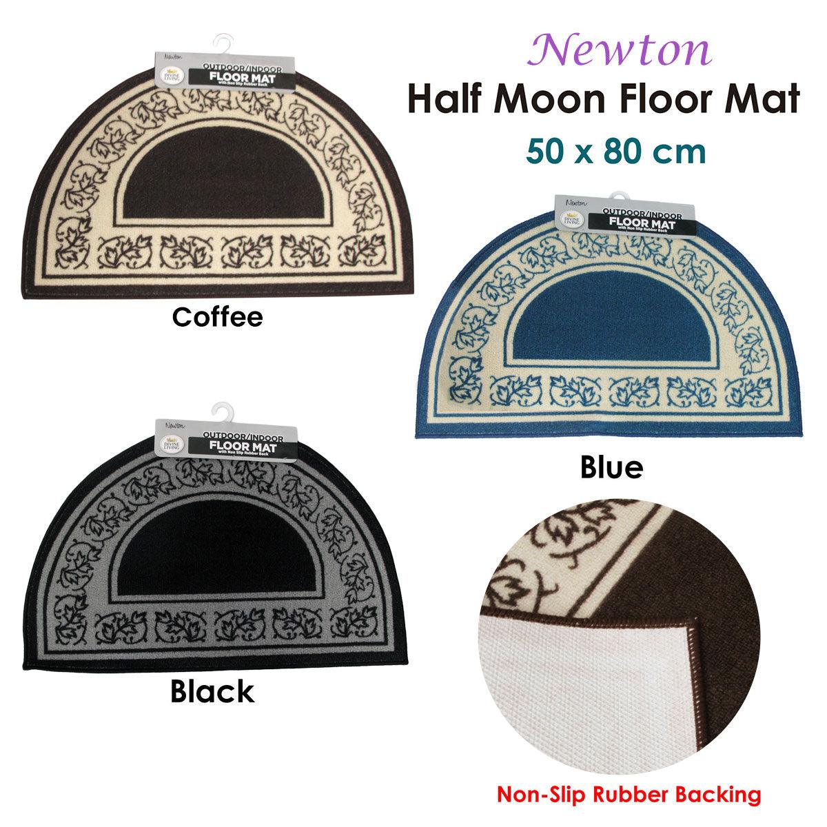 Newton Half Moon Floor Mat 50 x 80cm Blue - Harrogates