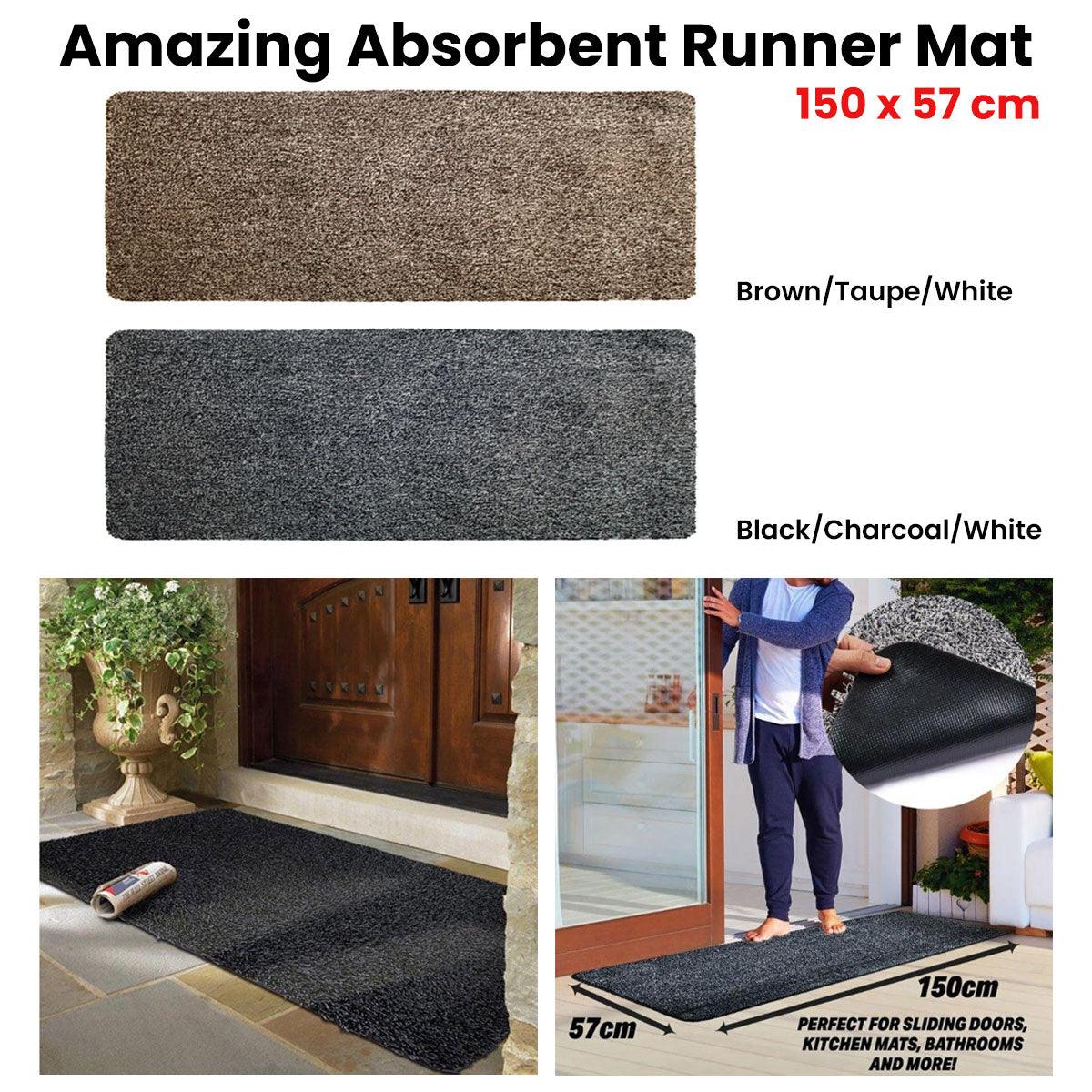 Amazing Absorbent Runner Mat 150 x 57 cm Brown/Taupe/White - Harrogates