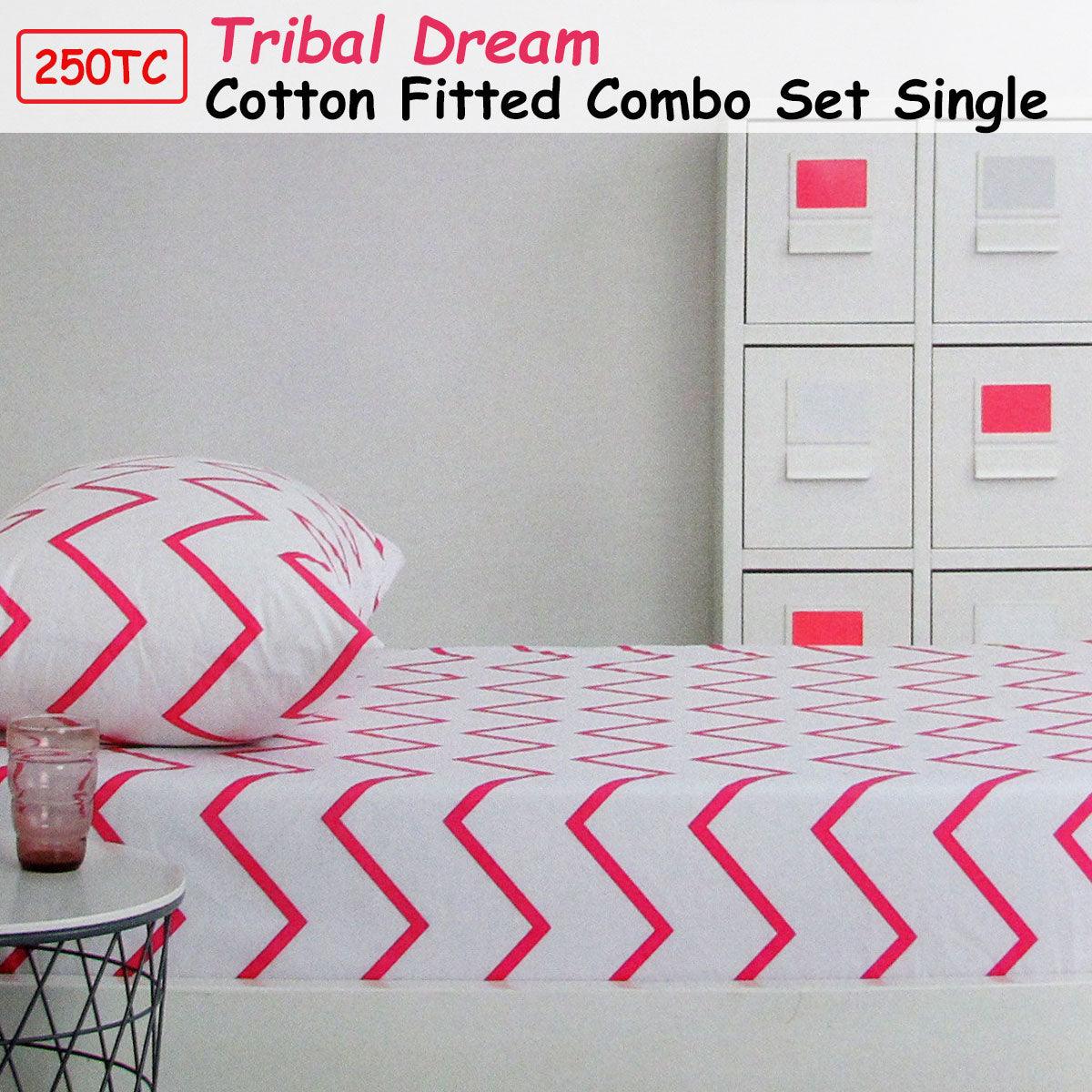 250TC Tribal Dream 100% Cotton Fitted Combo Set Single - Harrogates