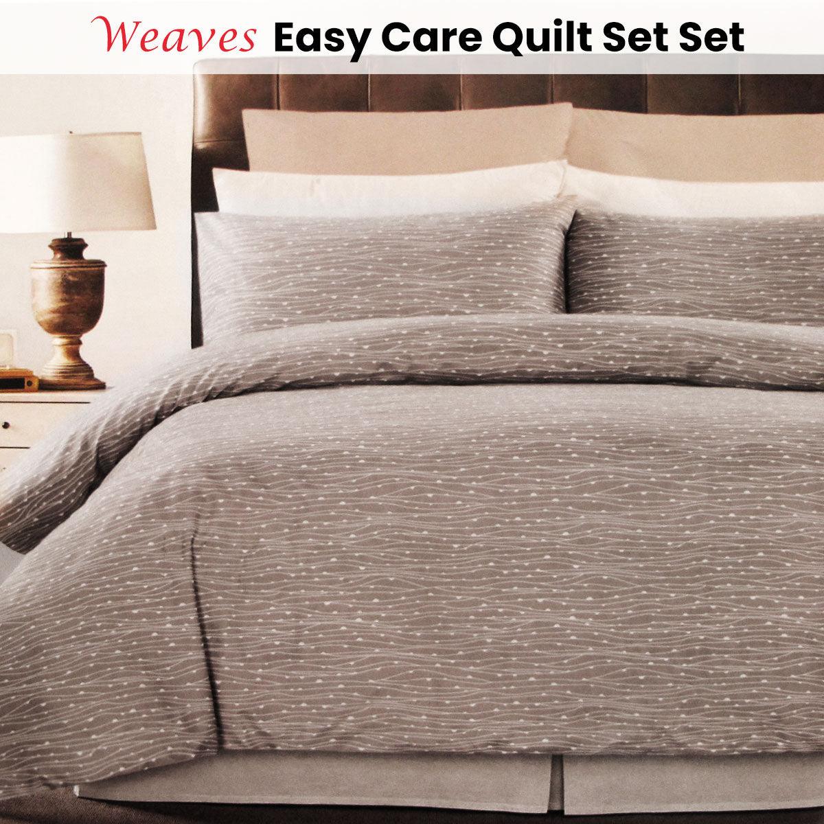 Weaves Coffee Easy Care Quilt Cover Set Double - Harrogates