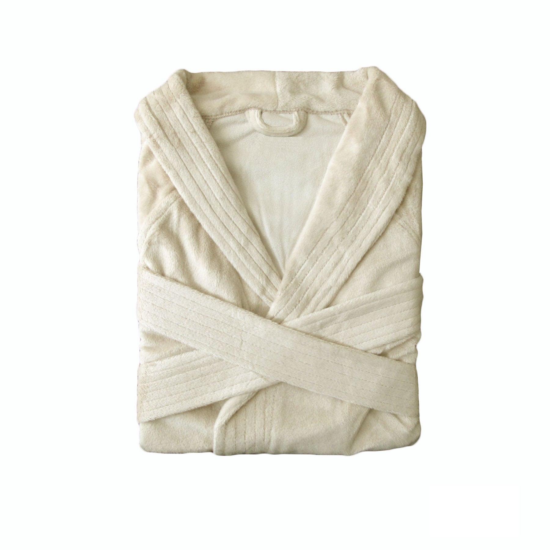 Phase 2 Suede-Mink Bath Robe Ecru - Harrogates