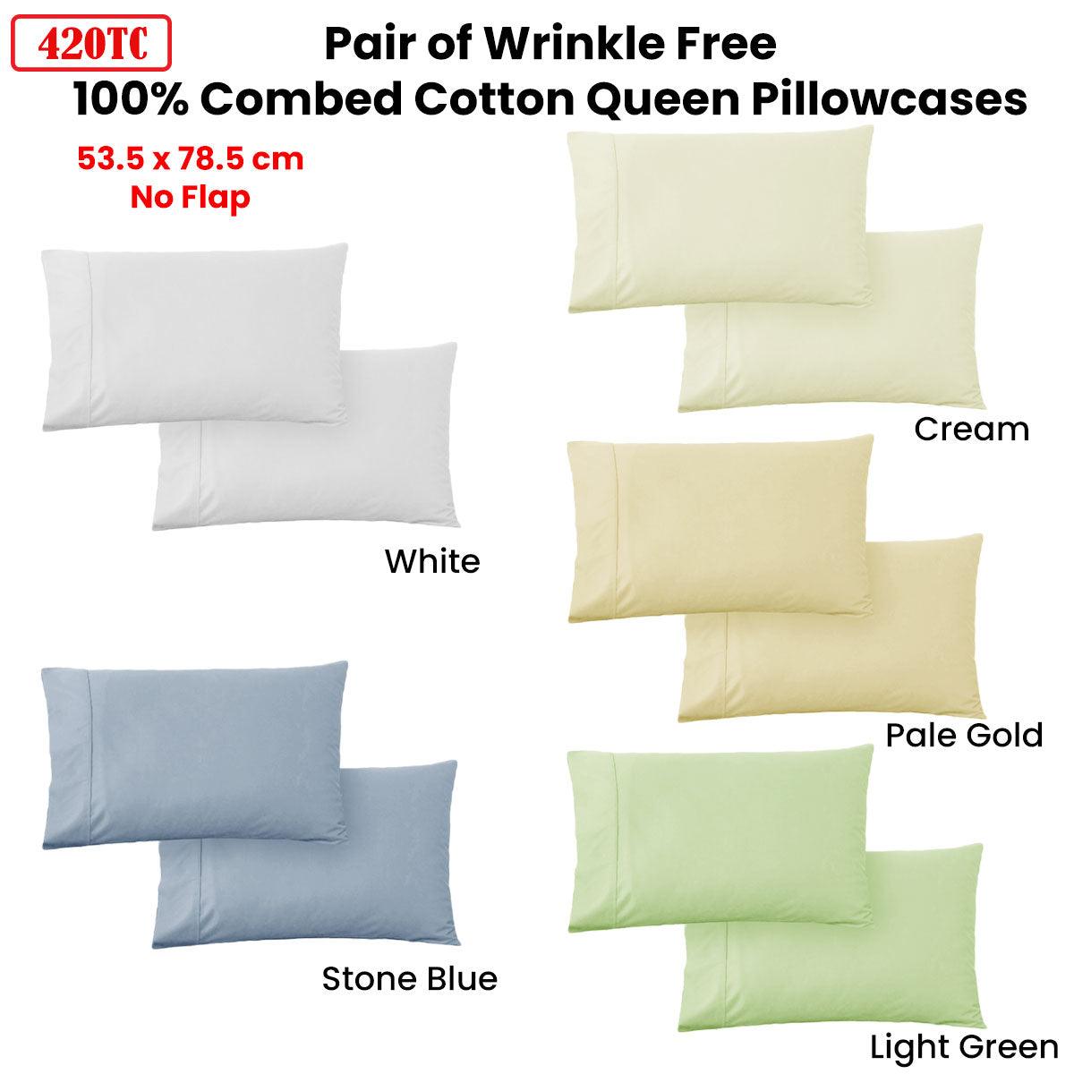 420TC Pair of Wrinkle Free No Flap Queen Pillowcases Pale Gold - Harrogates