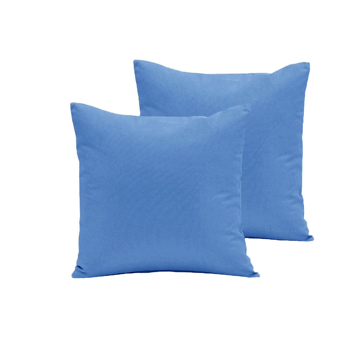 Pair of Polyester Cotton European Pillowcases Mid Blue - Harrogates