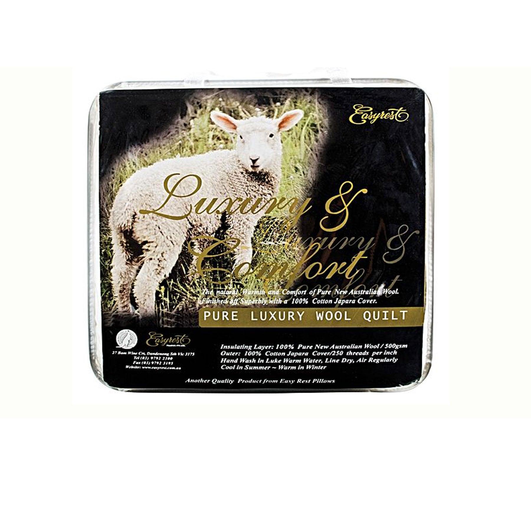 Easyrest 500GSM Winter Weight Australian Made Washable Wool Quilt Double - Harrogates