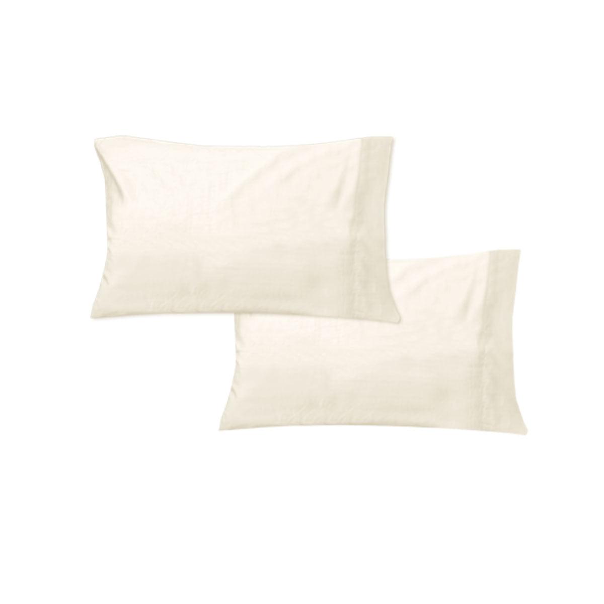 400TC Pair of Solid Color No Flap Standard Pillowcases Cream - Harrogates