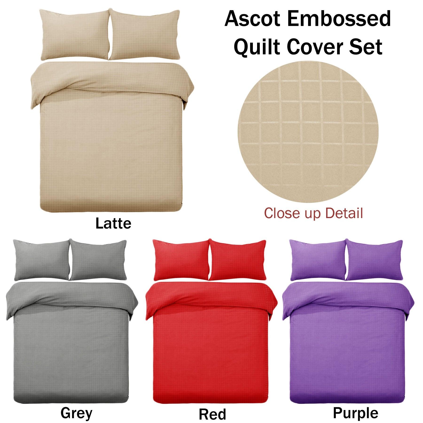 Designer Selection Ascot Embossed Quilt Cover Set Latte Queen - Harrogates