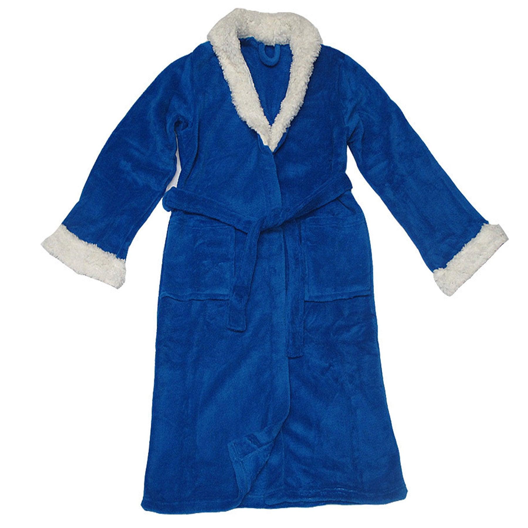 Sherpa Bath Robe Blue S/M - Harrogates