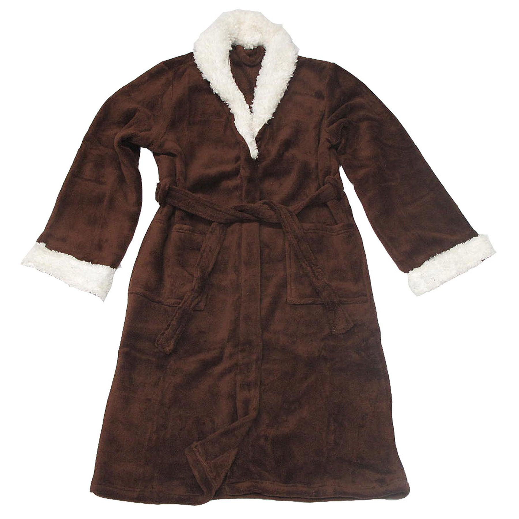Sherpa Bath Robe Chocolate S/M - Harrogates