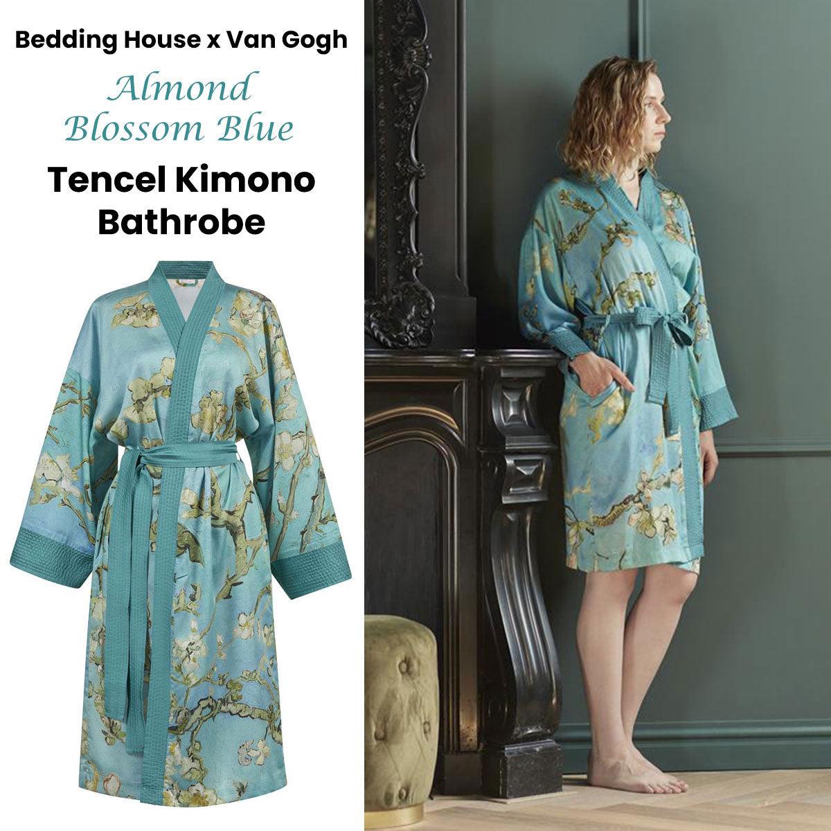Bedding House Van Gogh Almond Blossom Blue Kimono Bath Robe Large/Extra Large - Harrogates