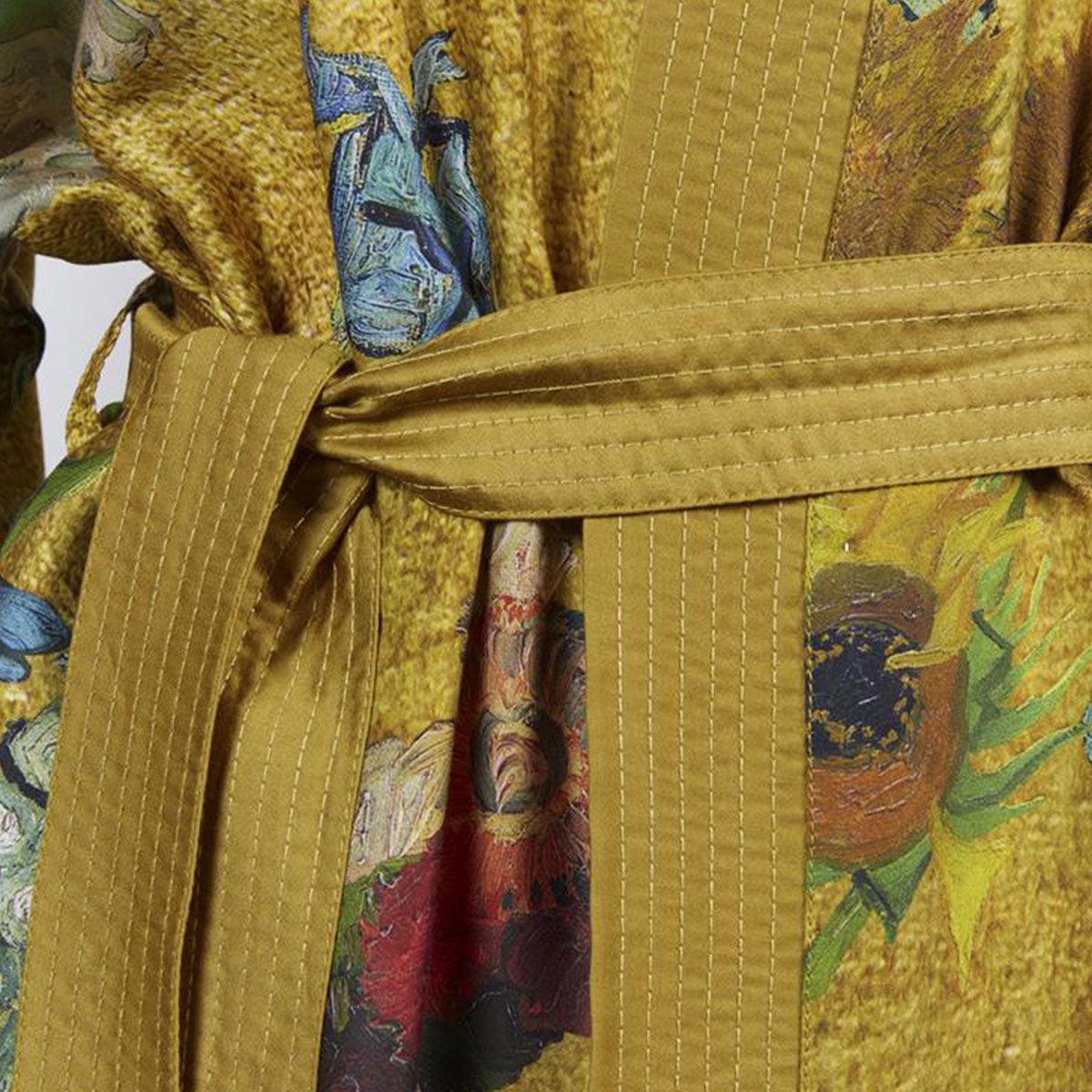 Bedding House Van Gogh Partout des Fleurs Gold Kimono Bath Robe Small/Medium - Harrogates