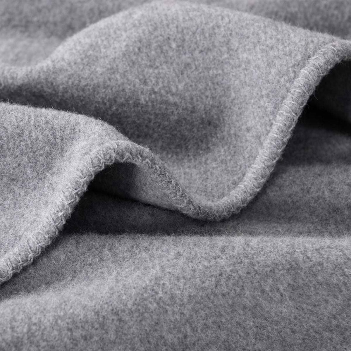 Laconia 400GSM Premium Australian Pure Wool Blanket Grey Double - Harrogates