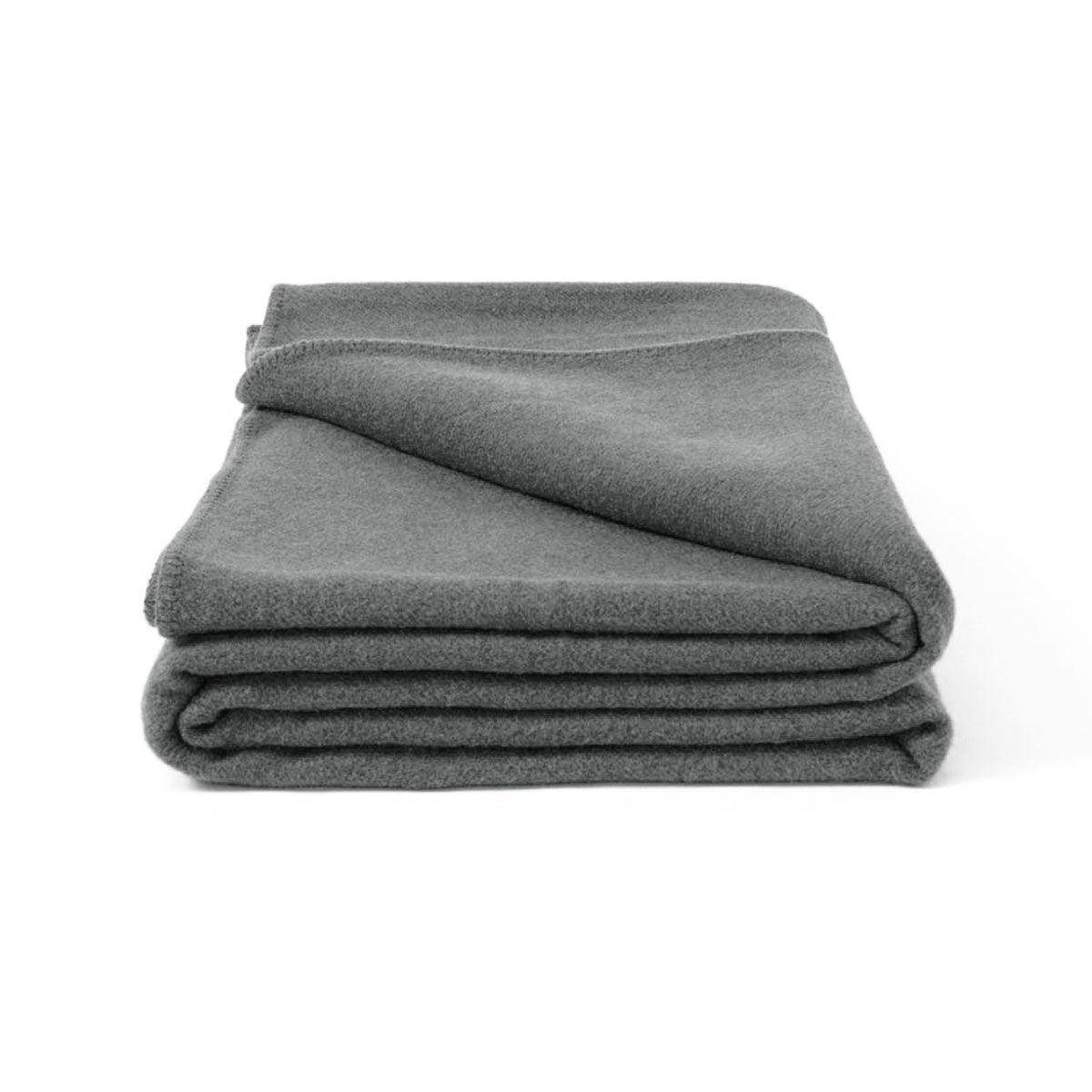 Laconia 400GSM Premium Australian Pure Wool Blanket Grey Double - Harrogates