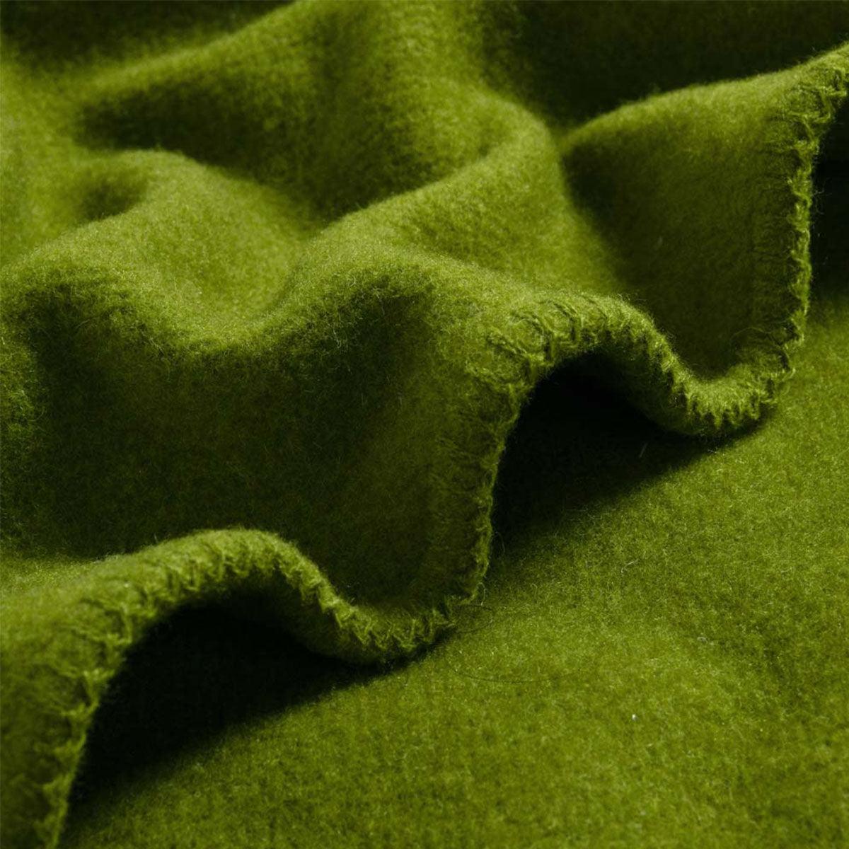 Laconia 400GSM Premium Australian Pure Wool Blanket Moss Green Double - Harrogates
