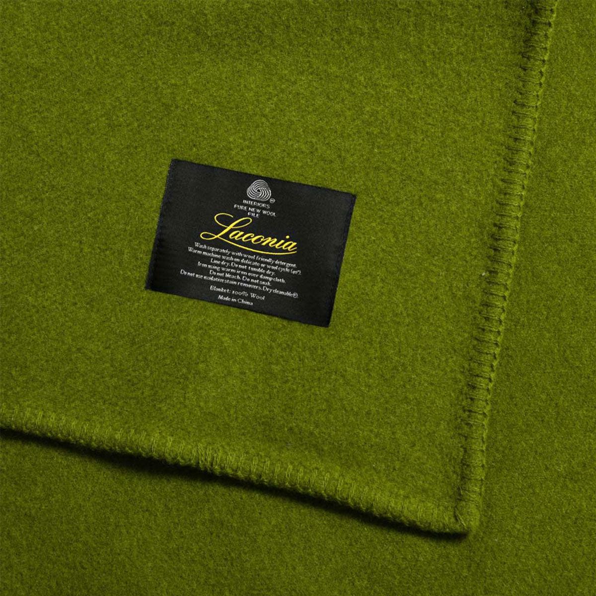 Laconia 400GSM Premium Australian Pure Wool Blanket Moss Green Double - Harrogates