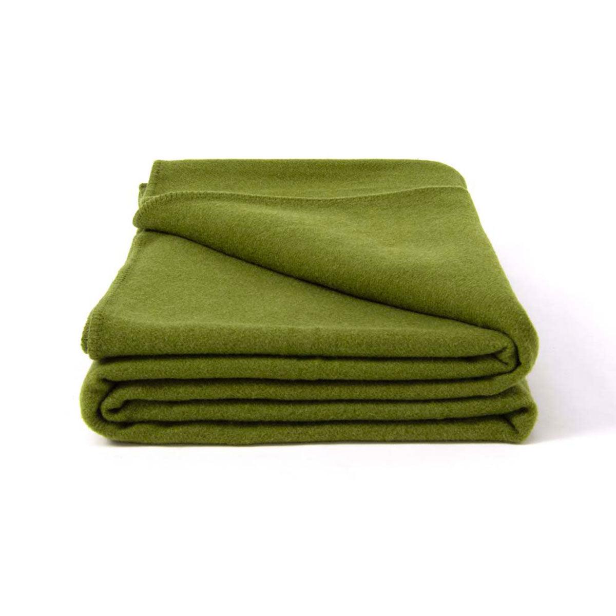 Laconia 400GSM Premium Australian Pure Wool Blanket Moss Green Queen - Harrogates