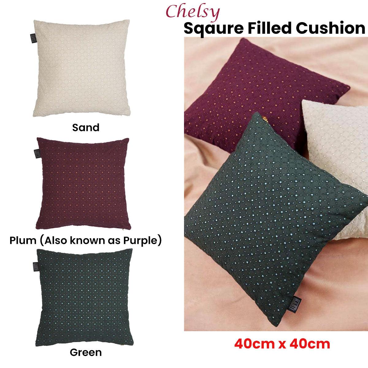 Bedding House Chelsy Plum (Also Known as Purple) Square Filled Cushion 40cm x 40cm - Harrogates