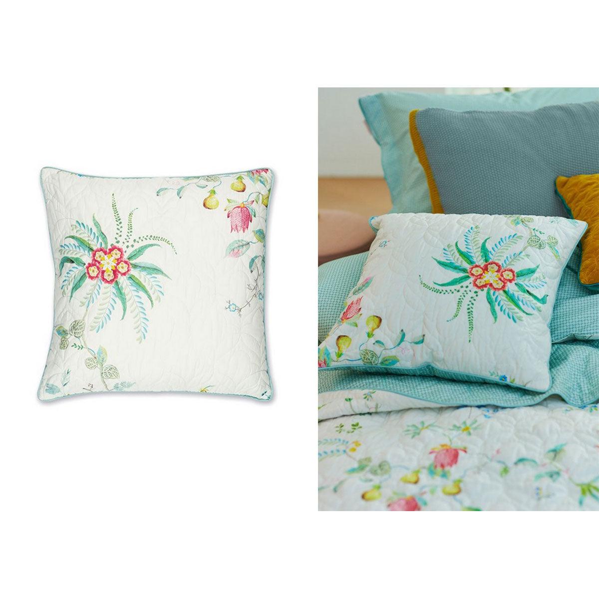 PIP Studio Fleur Grandeur White Quilted Square Cushion - Harrogates