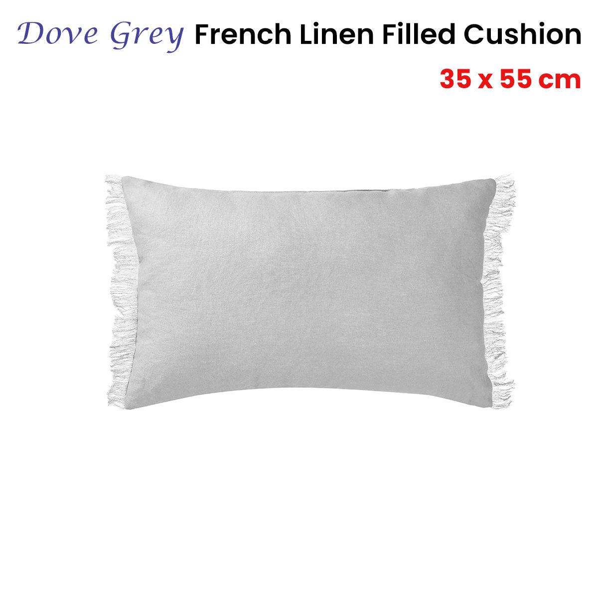 Vintage Design Homewares Dove Grey French Linen Filled Cushion Oblong - 35cm x 55cm - Harrogates