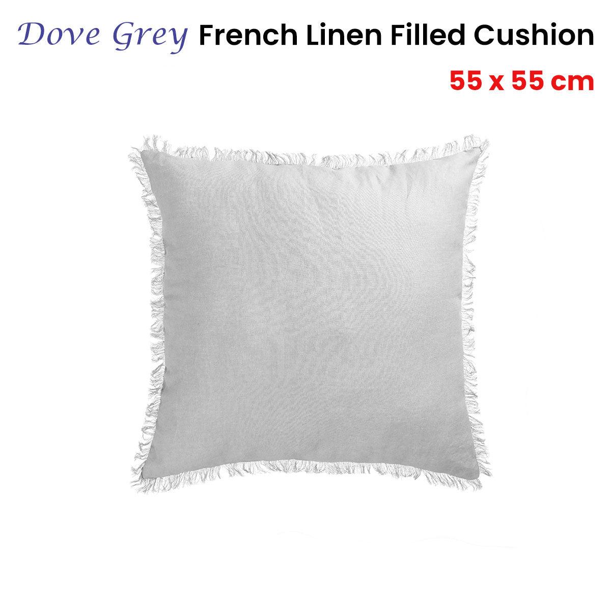 Vintage Design Homewares Dove Grey French Linen Filled Cushion Square - 55cm x 55cm - Harrogates