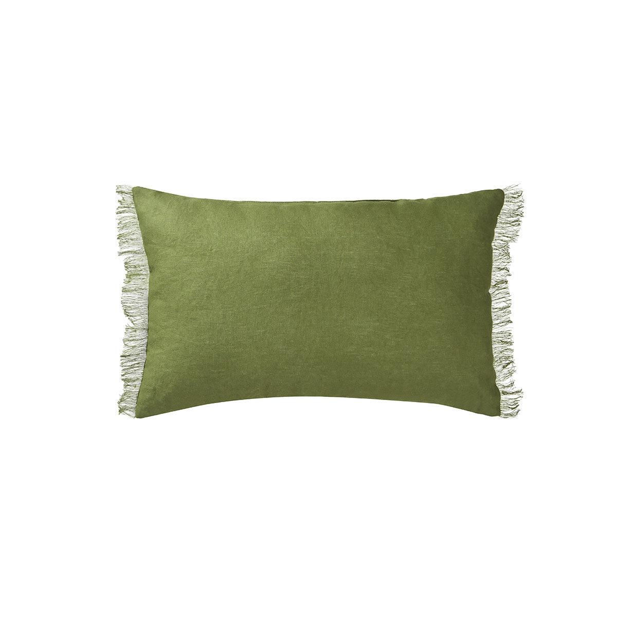Vintage Design Homewares Olive French Linen Filled Cushion Oblong - 35cm x 55cm - Harrogates