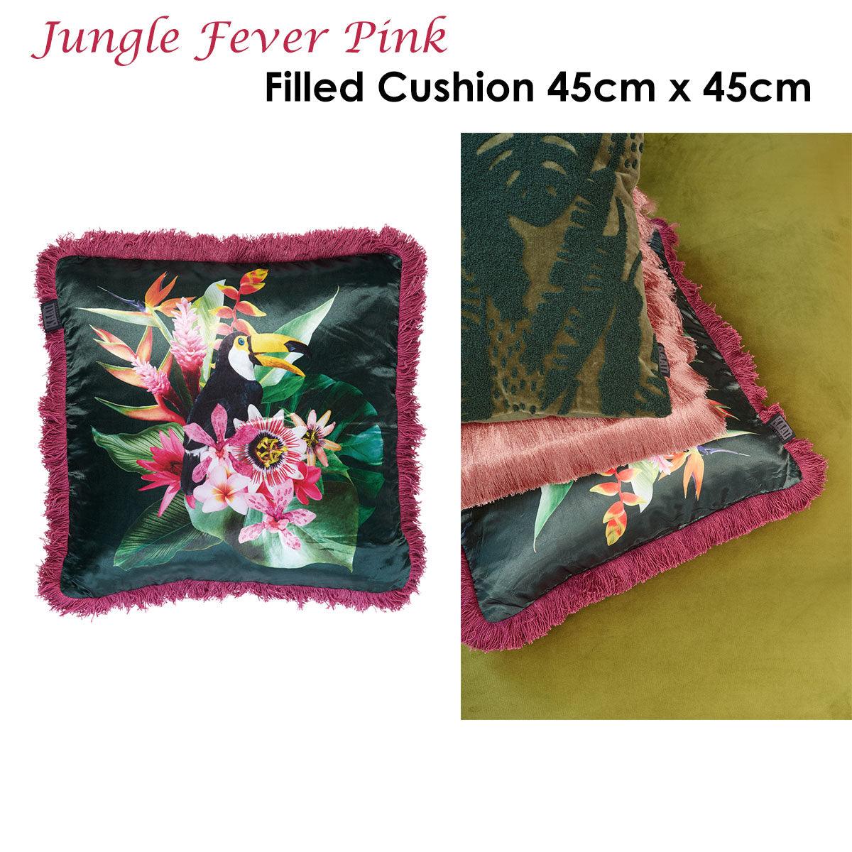Bedding House Jungle Fever Pink Filled Cushion - Harrogates