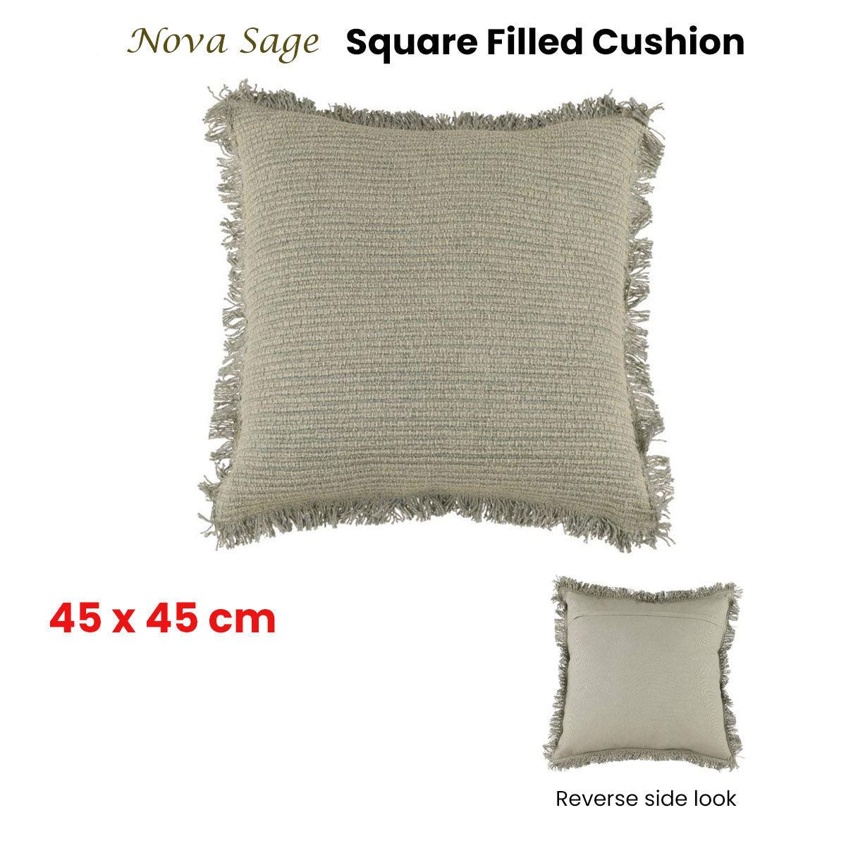 Accessorize Nova Sage Square Filled Cushion 45cm x 45cm - Harrogates