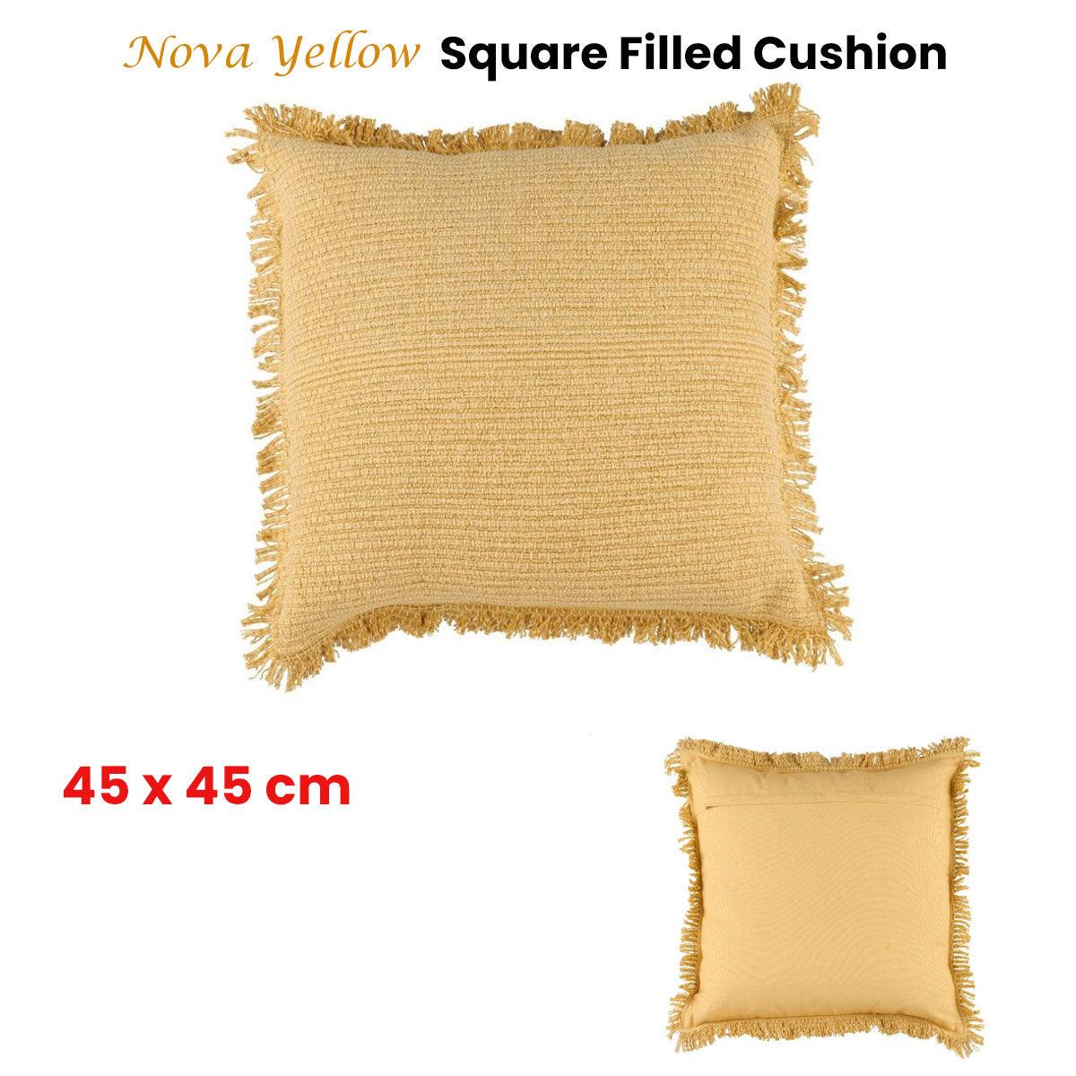 Accessorize Nova Yellow Square Filled Cushion 45cm x 45cm - Harrogates