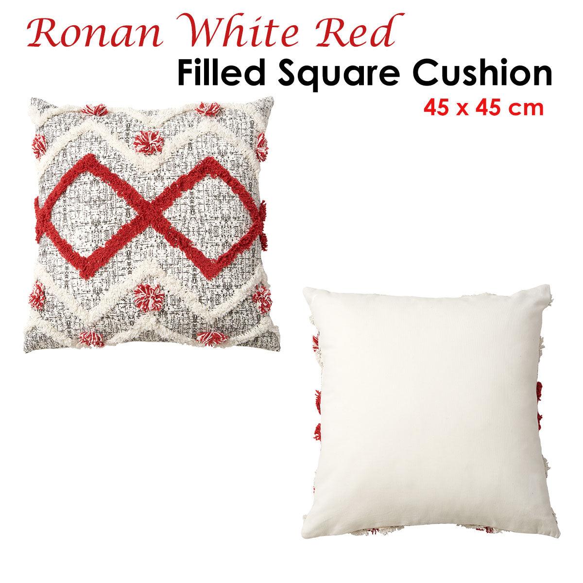 Accessorize Ronan White Red Filled Square Cushion - Harrogates