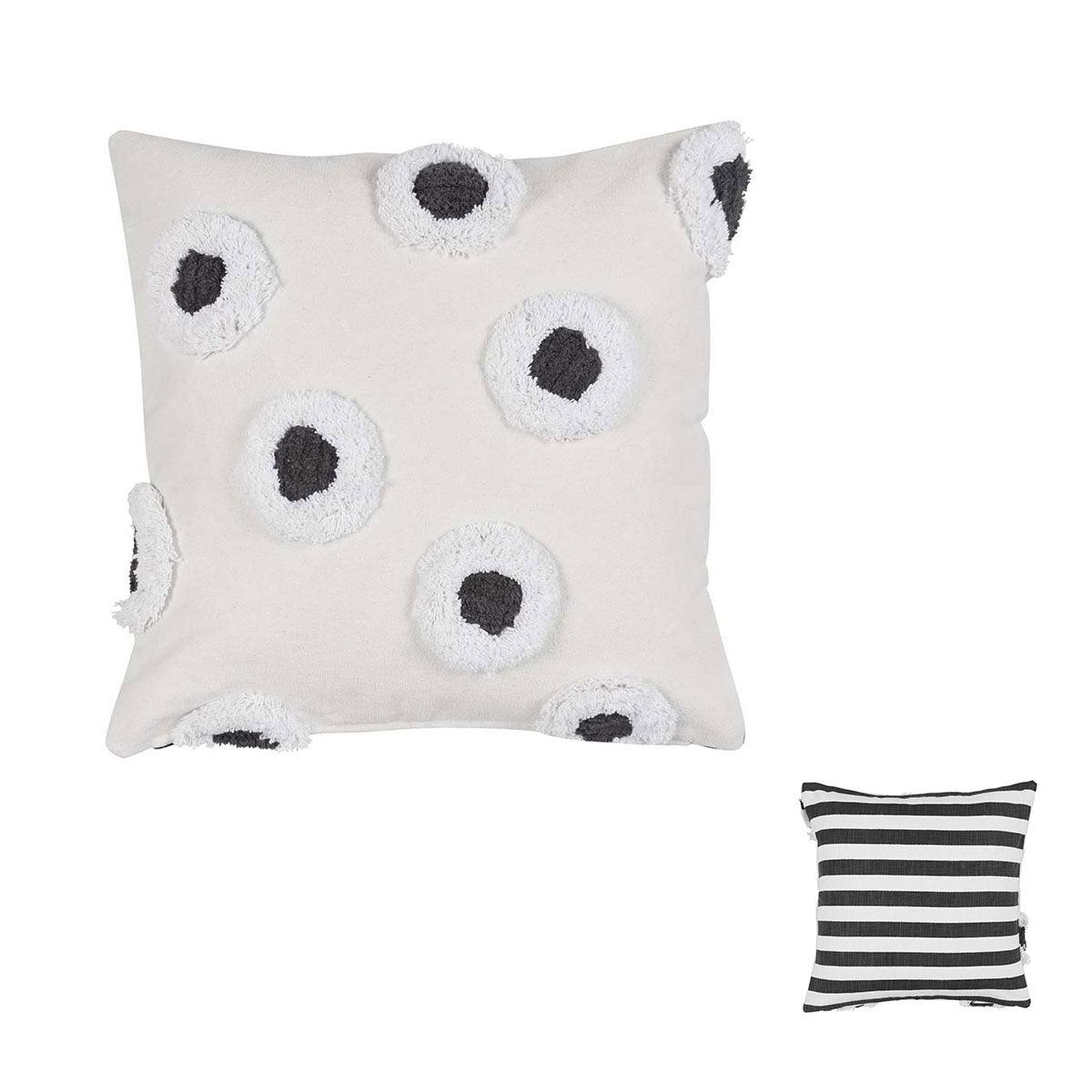 VTWonen Stripe and Eye Natural Square Filled Cushion 50cm x 50cm - Harrogates