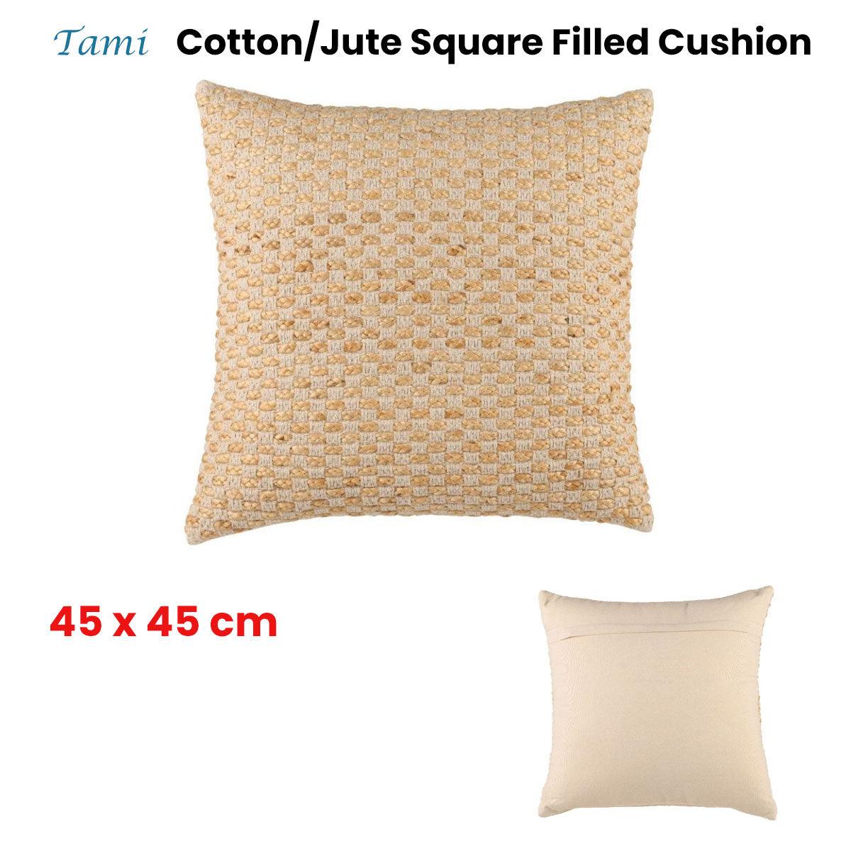 Accessorize Tami Cotton/Jute Square Filled Cushion 45cm x 45cm - Harrogates