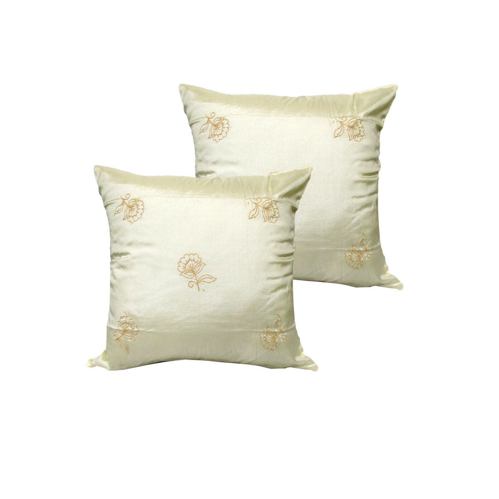 Accessorize Set of 2 Tiarni Embroidery Faux Silk Square Cushion Covers - Harrogates