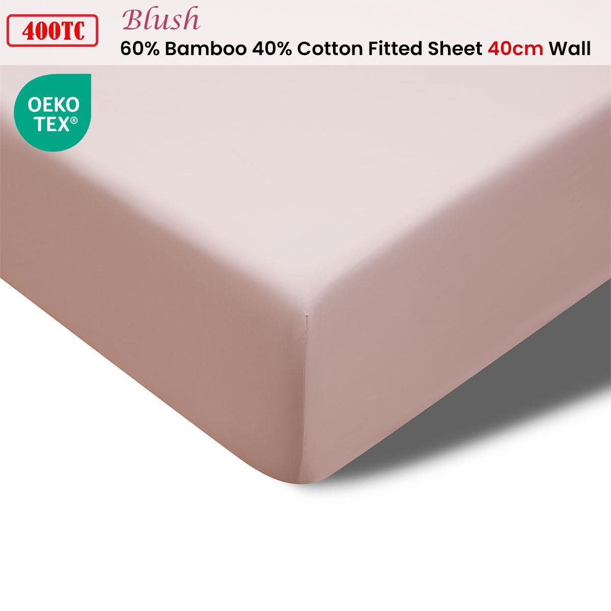 Accessorize 400TC Blush Bamboo Cotton Fitted Sheet 40cm Wall King - Harrogates