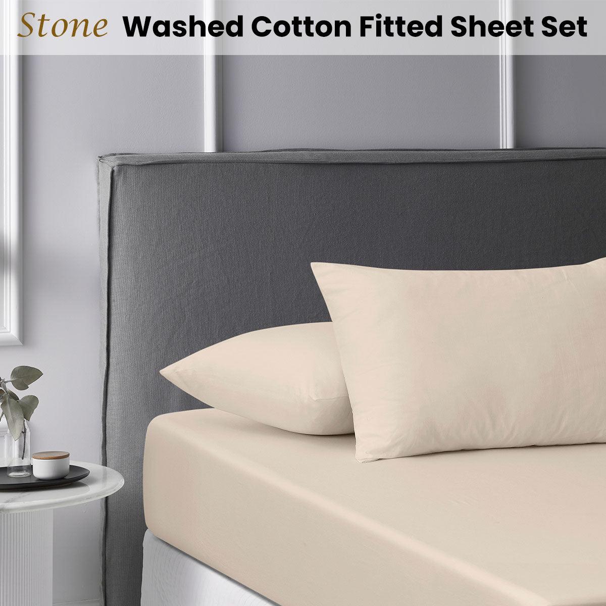 Accessorize Stone Washed Cotton Fitted Sheet Set King - Harrogates