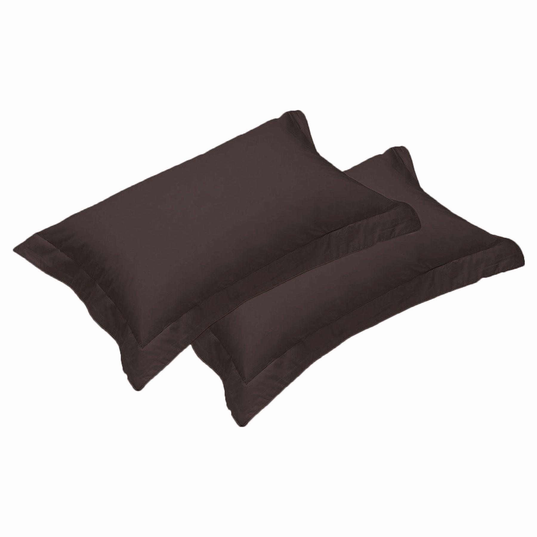 500TC Pair of Egyptian Cotton Tailored Standard Pillowcases Chocolate - Harrogates
