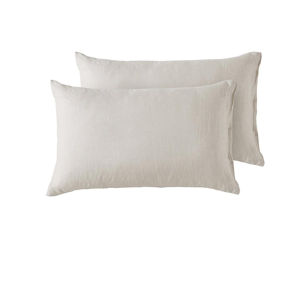 Vintage Design Homewares Pair of Natural French Linen Standard Pillowcases - Harrogates