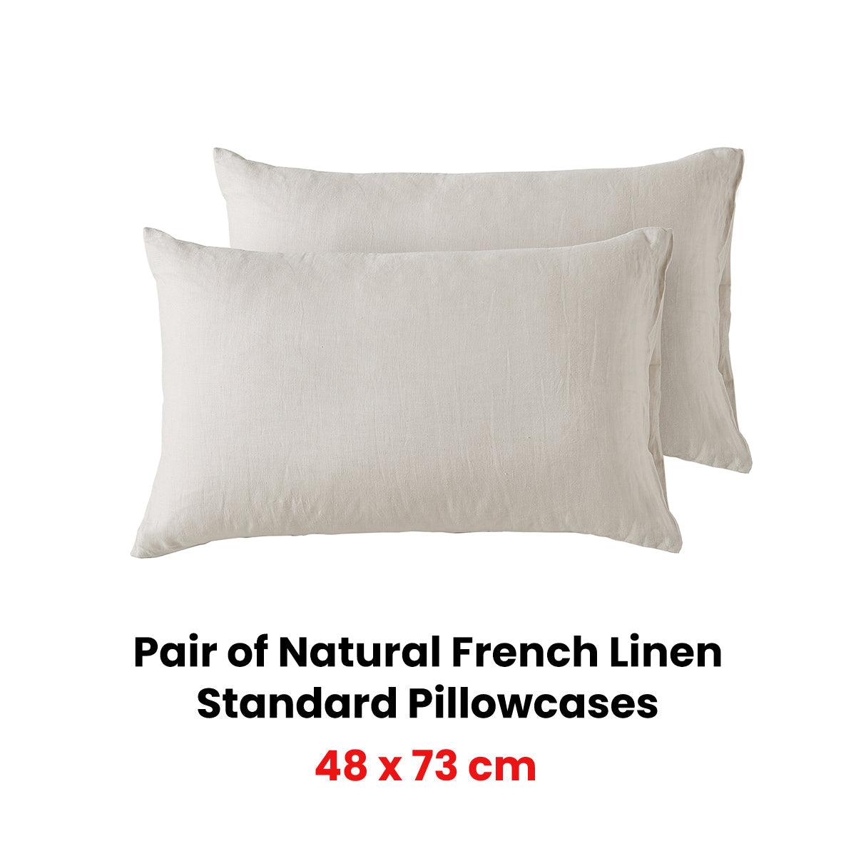 Vintage Design Homewares Pair of Natural French Linen Standard Pillowcases - Harrogates