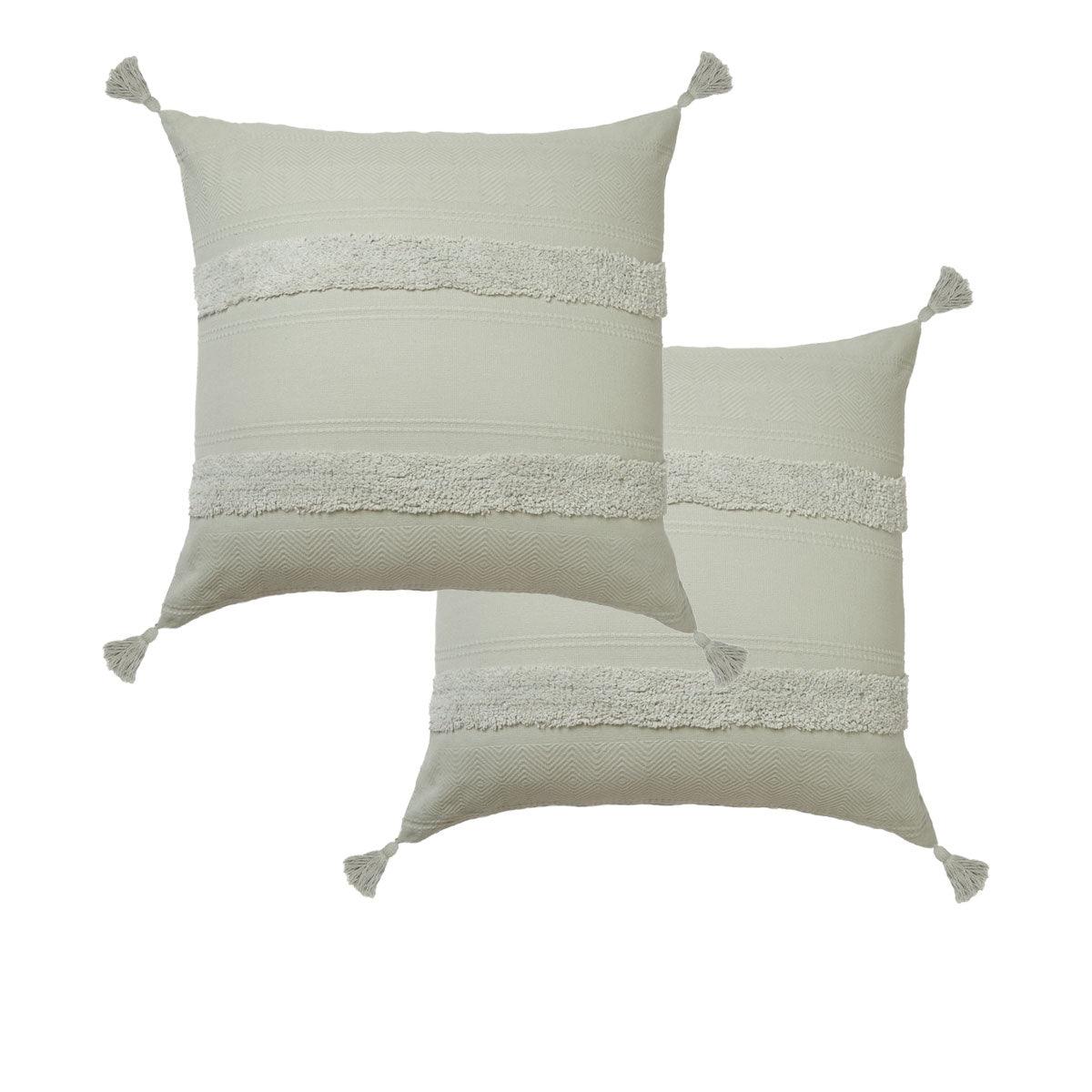 Accessorize Pair of Indra Cotton Tassel European Pillowcases - Grey - Harrogates