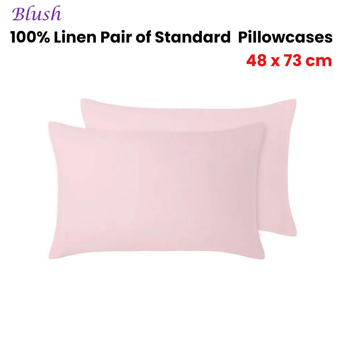Vintage Design Homewares 100% Linen Pair of Standard Pillowcases Blush 48 x 73 cm - Harrogates