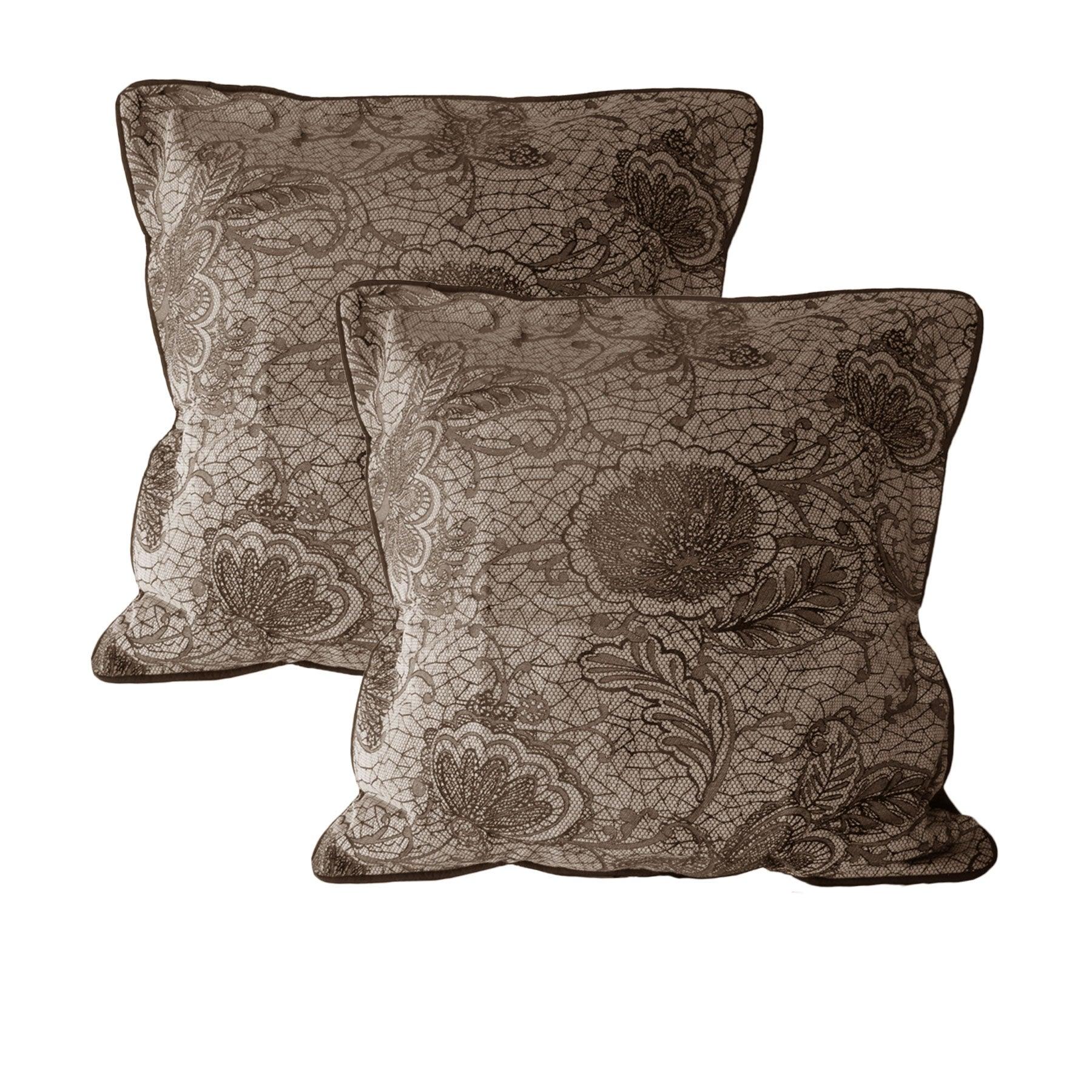 Accessorize Pair of Trudie Lace European Pillowcases Chocolate - Harrogates