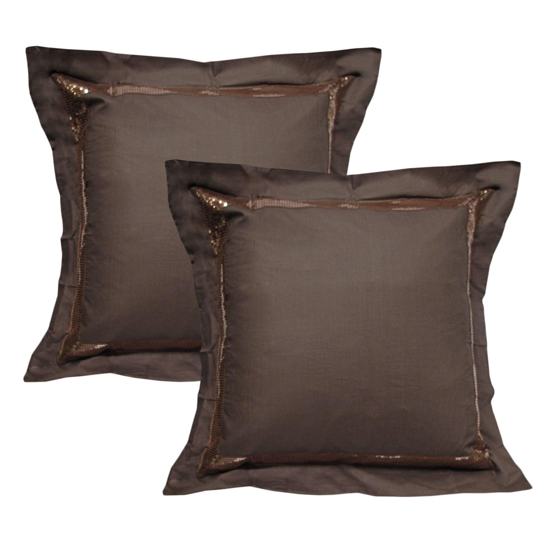 Accessorize Pair of Sequins Chocolate European Pillowcases 65 x 65 cm - Harrogates
